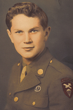 Pvt William R Gilmore was with Captain Hotchkiss the morning of D-Day. They were in plane 39 and landed outside Baupte. Part of their group was killed in a barnyard ambush while others were captured and taken to a pit where they were interrogated and then shot - (Courtesy of his son: Robert Gilmore)