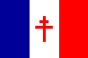 The Flag of the Free French Forces (FFL)with the Cross of Lorraine in the center